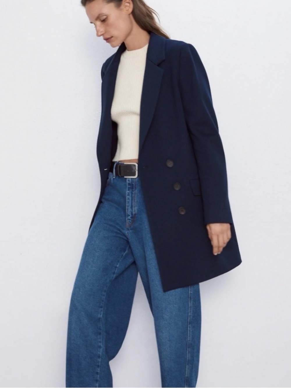 *NWOT* Women's Navy Double-Breasted Blazer Coat